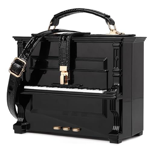 KINROCO Mode Klavierform Frauen Handtasche Box Shaped Frauen Geldbörsen Schulter Taschen Crossbody Handtasche Damen Griff Clutch Bag(Color:Schwarz) von KINROCO