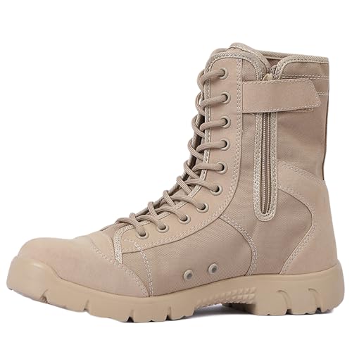 KINROCO Tactical Militär Stiefel Herren Rutschfeste Verschleißfest Militärstiefel für Camping Wandern Leichte(Size:38 EU,Color:Sand) von KINROCO