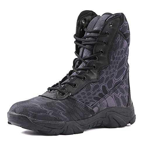 KINROCO Taktische Militärstiefel für Herren Draussen Wasserdicht Commando Wüstenkampfstiefel Atmungsaktiv(Size:45 EU,Color:Schwarzer Python) von KINROCO