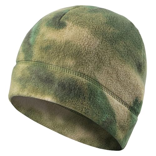 KINROCO Unisex Camouflage Mütze Polarfleece Militär Beanie Wintermütze zum Laufen Radfahren Klettern Herren Damen(Size:56-62cm/22.0-24.4in,Color:Grüne Ruine) von KINROCO
