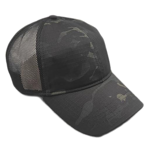 Sommer Camouflage Mesh Basecap Herren Outdoor Sport Jagd Baseball Kappe Cap Atmungsaktive(Size:55-59cm/21.7-23.2in,Color:Schwarzer CP) von KINROCO