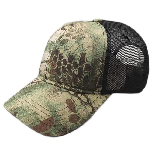 Sommer Camouflage Mesh Basecap Herren Outdoor Sport Jagd Baseball Kappe Cap Atmungsaktive(Size:60-65cm/23.6-25.6in,Color:Grüner Python-B) von KINROCO