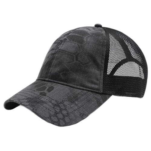 Sommer Camouflage Mesh Basecap Herren Outdoor Sport Jagd Baseball Kappe Cap Atmungsaktive(Size:60-65cm/23.6-25.6in,Color:Schwarzer Python) von KINROCO