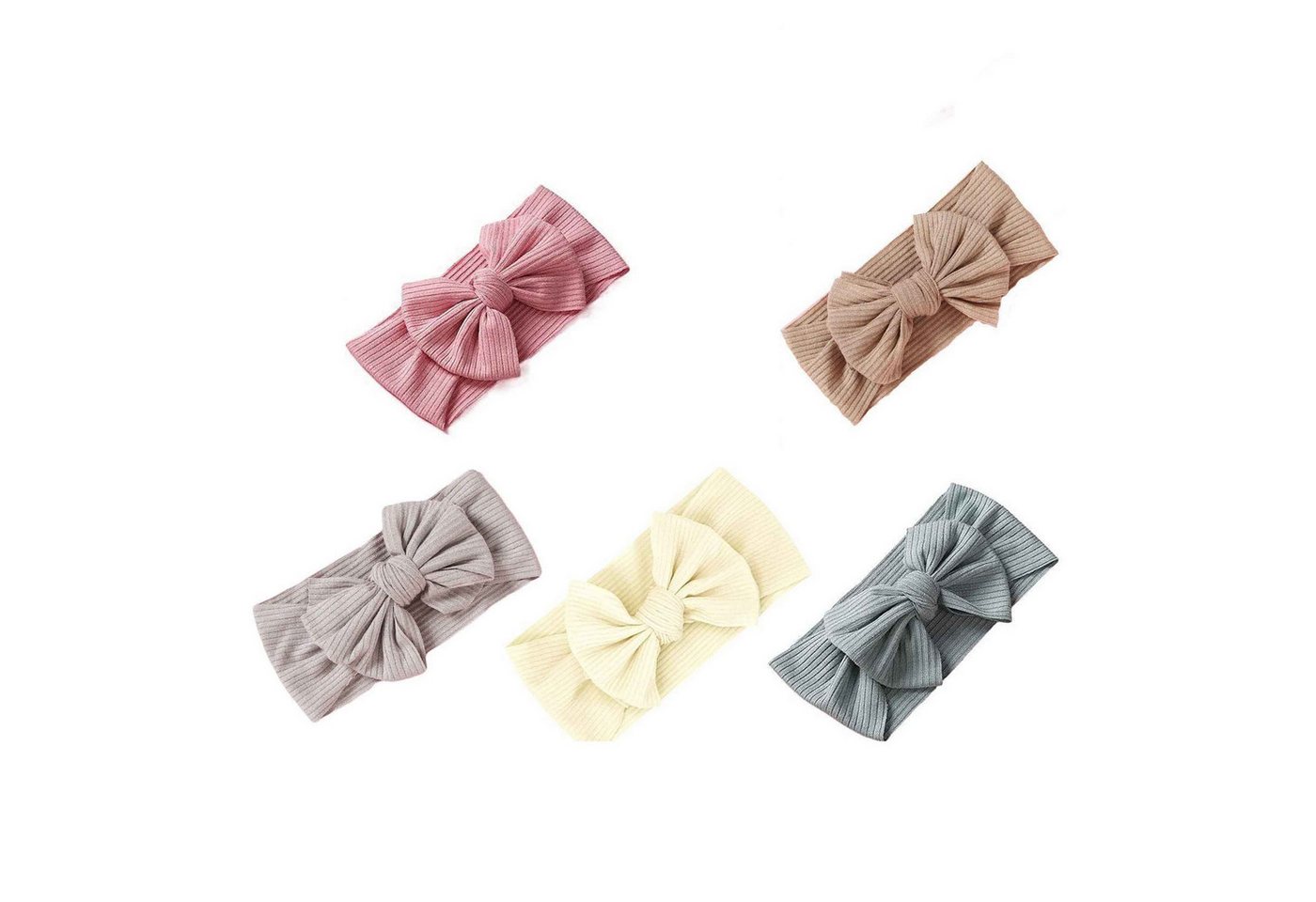 KINSI Diadem 5 Stück Baby-Stirnband mit Schleifenverzierung, breiter Rand, 17*8cm (5-tlg), Ideal als Baby-Geschenk für Feste, Geburtstage, Feiertage und Partys von KINSI