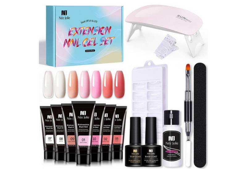 KINSI Gel-Nagellack Nagelverlängerung Gel Set - 15 Stück Komplettset mit 7 Farben, für Anfänger & Profis,Inklusive Alles für DIY Nail Art zu Hause von KINSI