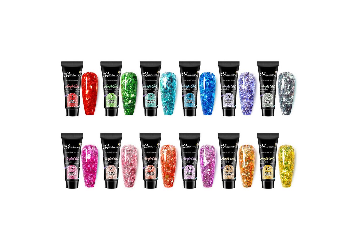 KINSI Gel-Nagellack Polygel Nagel Set 12 Farben - Starter Kit für Nagelverlängerung, Nail Builder Gel für langanhaltende French Gels & Nail Art Design von KINSI