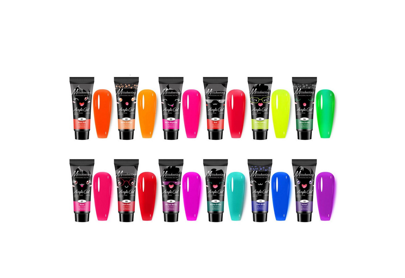 KINSI Gel-Nagellack Polygel Nagel Set 12 Farben - Starter Kit für Nagelverlängerung, Nail Builder Gel für langanhaltende French Gels & Nail Art Design von KINSI