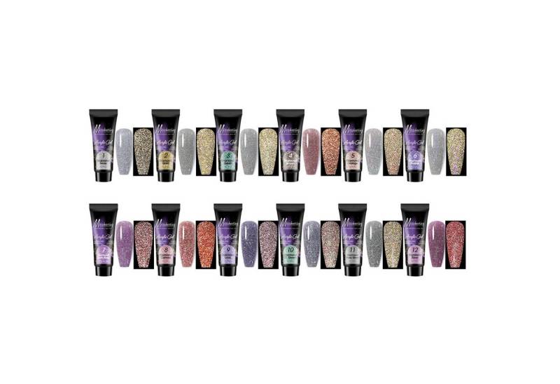 KINSI Gel-Nagellack Polygel Nagel Set 12 Farben - Starter Kit für Nagelverlängerung, Nail Builder Gel für langanhaltende French Gels & Nail Art Design von KINSI