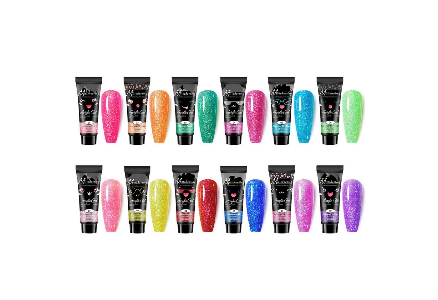 KINSI Gel-Nagellack Polygel Nagel Set 12 Farben - Starter Kit für Nagelverlängerung, Nail Builder Gel für langanhaltende French Gels & Nail Art Design von KINSI