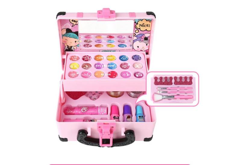 KINSI Kosmetik-Set Kosmetik-Set für Mädchen ab 5 Jahren,32-tlg Mit Kosmetiktasche, Kinder Make-up Set von KINSI