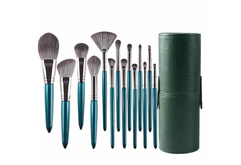 KINSI Kosmetikpinsel-Set 14-teiliges professionelles Makeup-Pinselset mit Pinseltrommel, 15 tlg., Foundation-Pinsel, Gesichts-Pinsel, Lidschatten-Pinsel, Lippen-Pinsel von KINSI