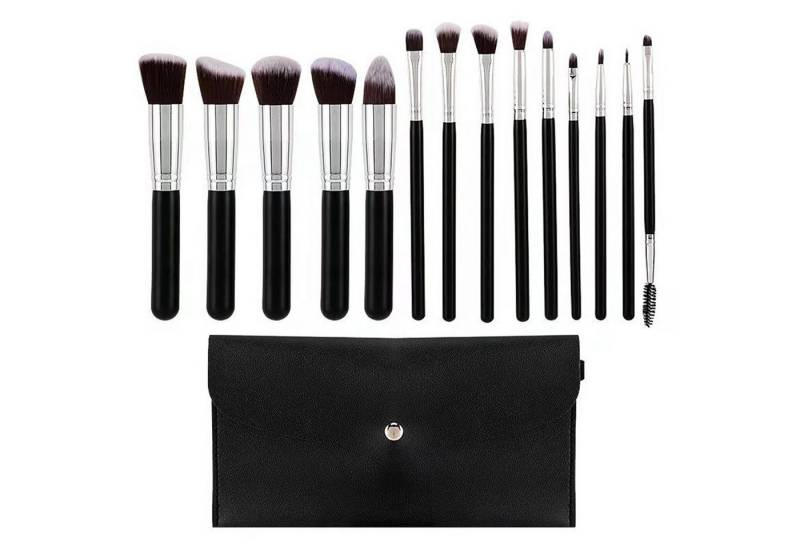 KINSI Kosmetikpinsel-Set Make-up Pinsel Set 14-tlg,Inklusive Aufbewahrungstasche, 14 tlg., Weiche Naturhaar Pinsel für Lidschatten & Foundation von KINSI