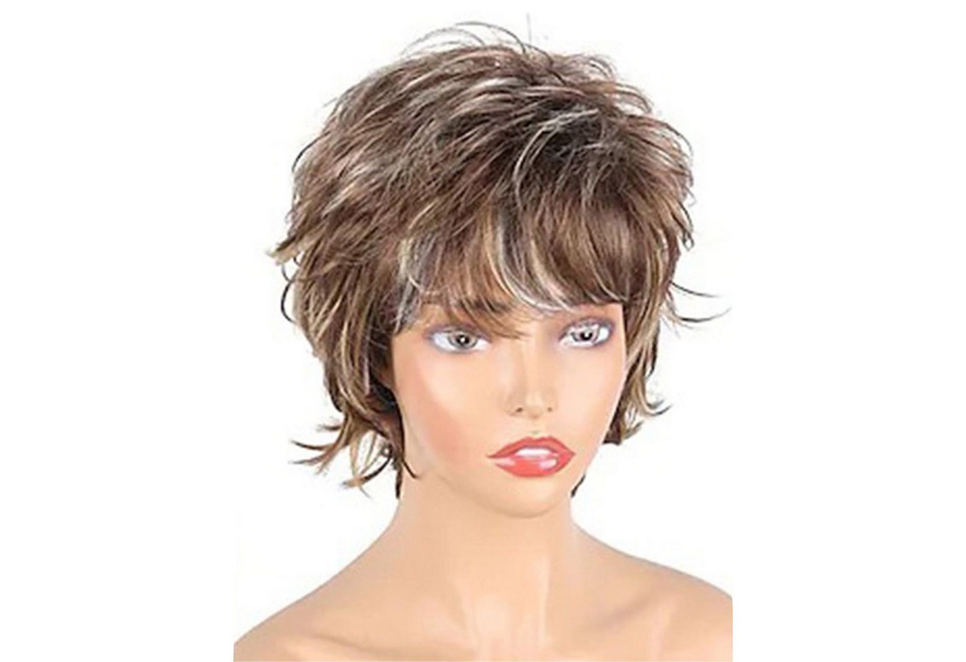 KINSI Kunsthaarperücke Lockige Kurzhaarperücke für Damen mit Ombré-Farbverlauf, Natürlich aus Synthetikfaser - Voluminös & Alltagstauglich von KINSI