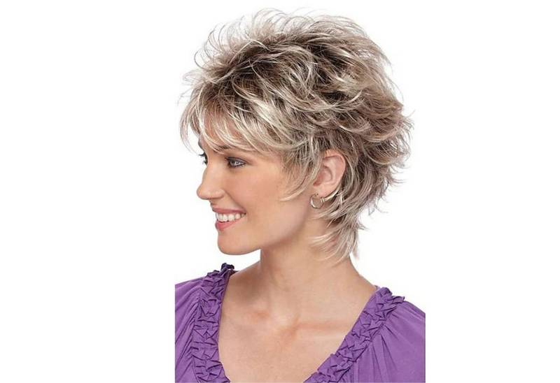 KINSI Kunsthaarperücke Lockige Kurzhaarperücke für Damen mit Ombré-Farbverlauf, Natürlich aus Synthetikfaser - Voluminös & Alltagstauglich von KINSI