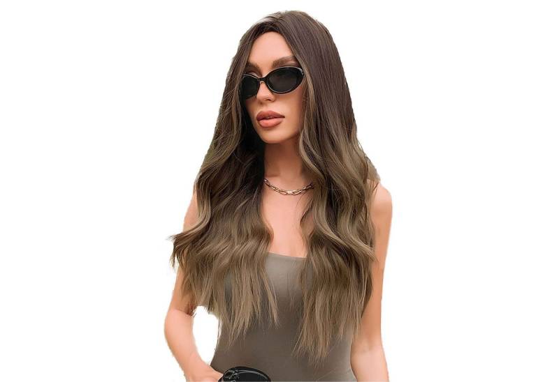 KINSI Kunsthaarperücke Perücken, lange Locken, langer Pony, große wellige Locken, luftig, synthetische Perücken, lange Locken für alle Damen geeignet von KINSI