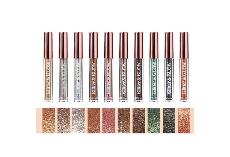 KINSI Lidschatten Flüssiger Lidschatten 10er Set, Geschenkset, Perlglanz, hochwertig, 10-tlg., 10 schimmernde Farbtöne für vielfältiges 3D-Effekt-Augen-Make-up von KINSI