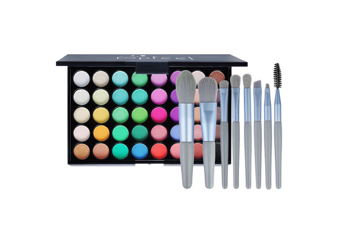 KINSI Lidschatten-Palette Lidschatten Palette 40 Farben + 8 Make-up Pinsel Komplettset, Matt & Glänzend,Vegan & Hautfreundlich von KINSI