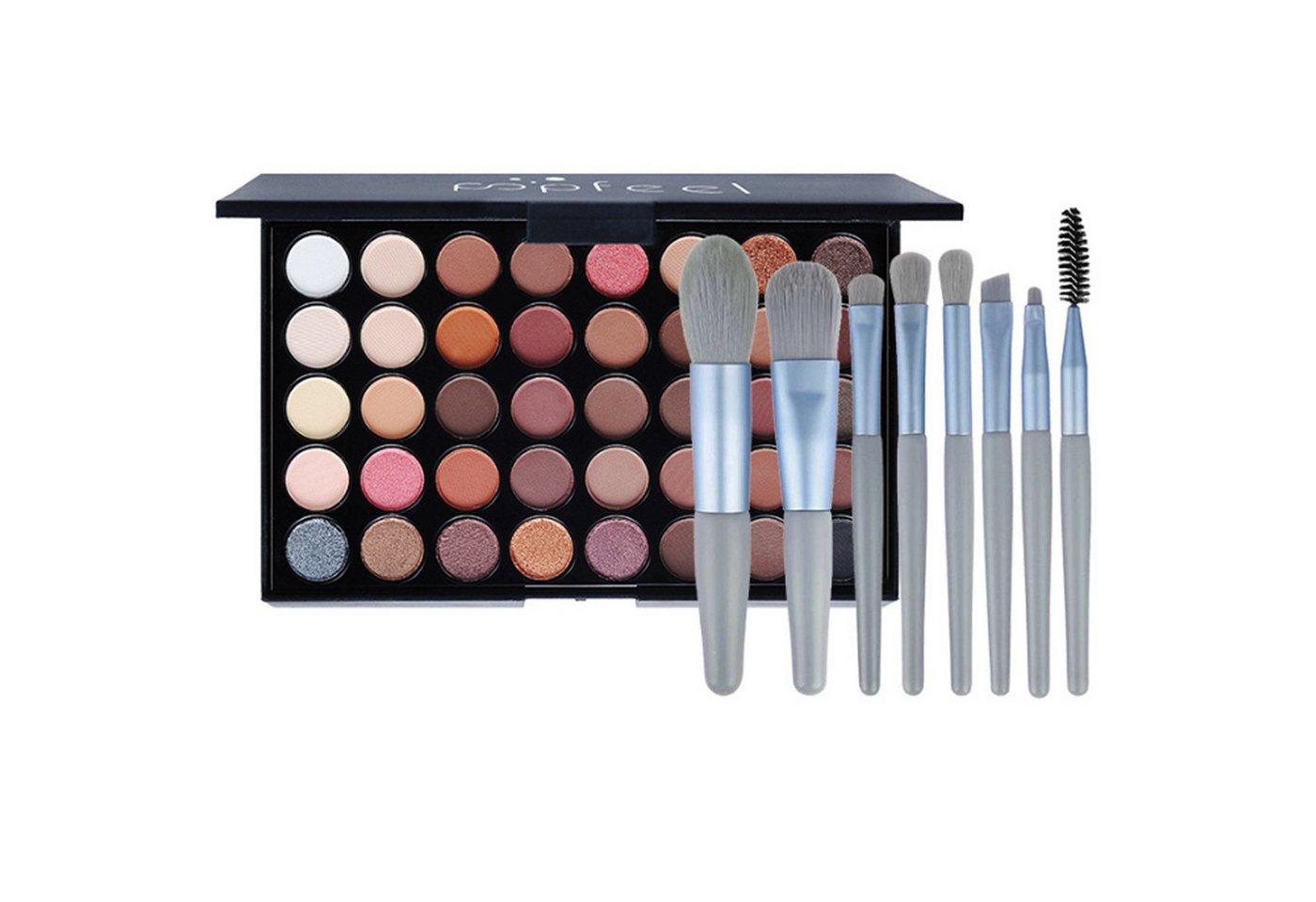 KINSI Lidschatten-Palette Lidschatten Palette 40 Farben + 8 Make-up Pinsel Komplettset, Matt & Glänzend,Vegan & Hautfreundlich von KINSI