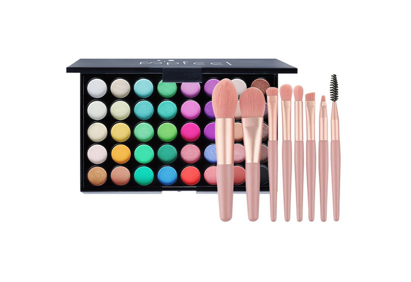 KINSI Lidschatten-Palette Lidschatten Palette 40 Farben + 8 Make-up Pinsel Komplettset, Matt & Glänzend,Vegan & Hautfreundlich von KINSI
