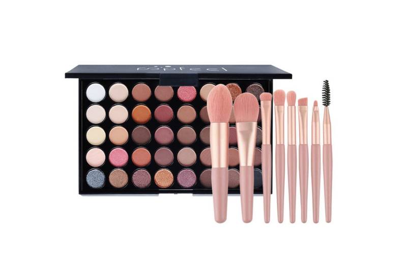 KINSI Lidschatten-Palette Lidschatten Palette 40 Farben + 8 Make-up Pinsel Komplettset, Matt & Glänzend,Vegan & Hautfreundlich von KINSI