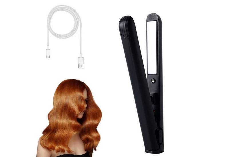 KINSI Lockendreher 2-in-1 Mini Lockenstab&Glätteisen,USB Reisestyler,Kompakt & Tragbar, Für Locken & Glätteeffekte von KINSI