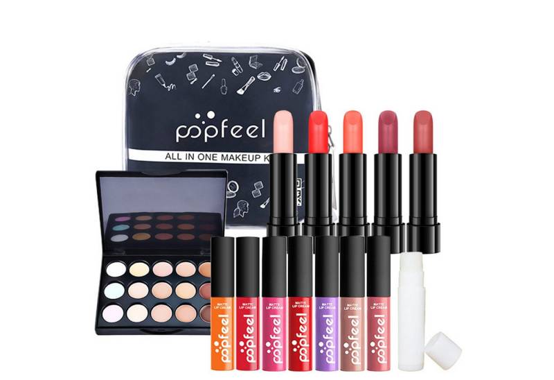KINSI Make-up Set Make-up Set für Mädchen & Anfänger - All-in-One Schmink-Set, 14-tlg., 24-teiliges set, inkl. Eyeliner, Lidschatten & Lippenstift von KINSI