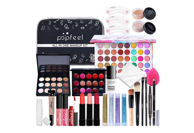 KINSI Make-up Set Make-up Set für Mädchen & Anfänger - All-in-One Schmink-Set, 27-tlg., 24-teiliges set, inkl. Eyeliner, Lidschatten & Lippenstift von KINSI