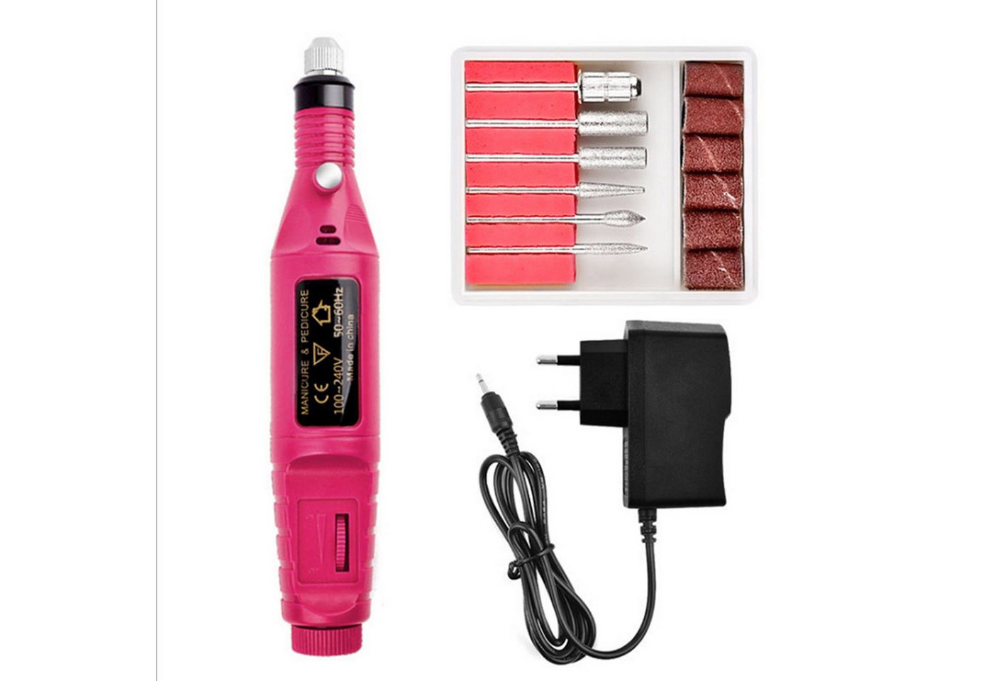 KINSI Maniküre-Pediküre-Set Elektrischer Nagelpolierer - Maniküre-Feile mit 6 Aufsätzen, für Nagelpflege, Gelnagel-Entfernung von KINSI