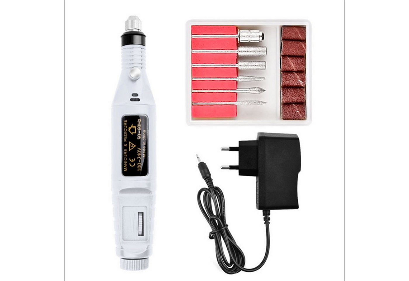 KINSI Maniküre-Pediküre-Set Elektrischer Nagelpolierer - Maniküre-Feile mit 6 Aufsätzen, für Nagelpflege, Gelnagel-Entfernung von KINSI