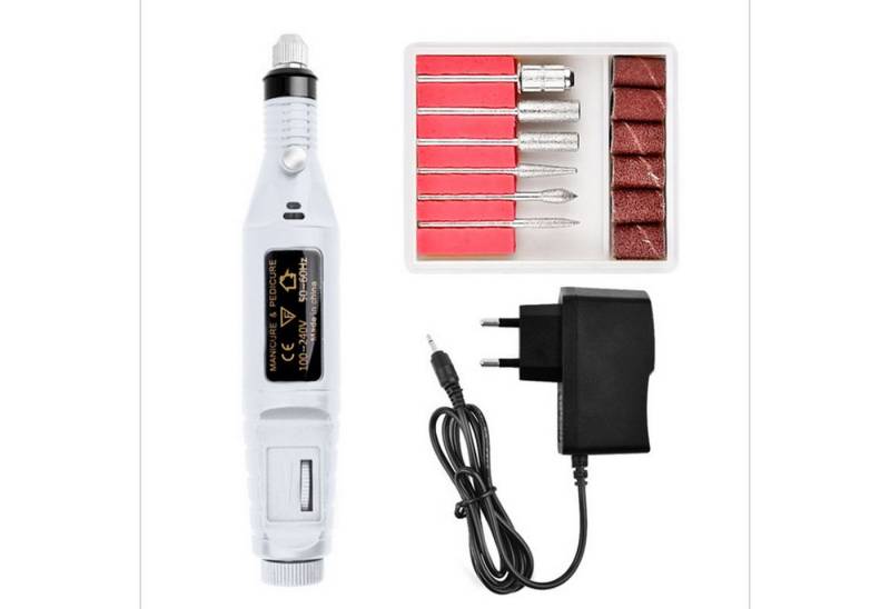 KINSI Maniküre-Pediküre-Set Elektrischer Nagelpolierer - Maniküre-Feile mit 6 Aufsätzen, für Nagelpflege, Gelnagel-Entfernung von KINSI