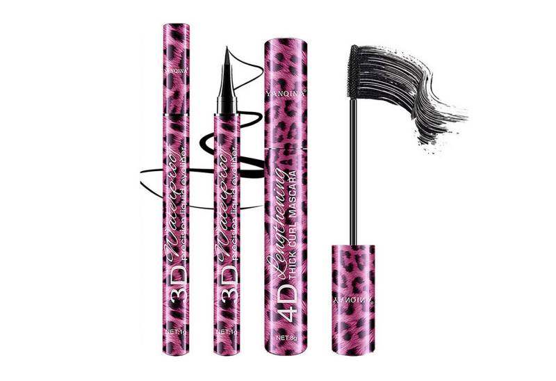 KINSI Mascara-Set Wimpern-Set mit 4D Mascara & Flüssig-Eyeliner - Langzeit-Haltbar, 2-tlg., Voluminöse Wimpern & Präziser Look von KINSI