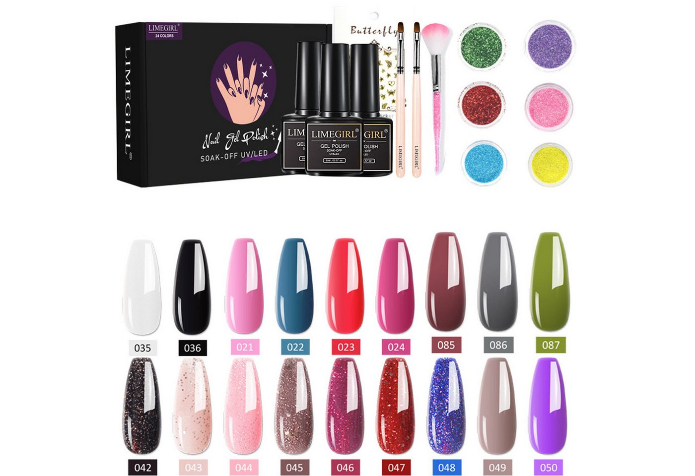 KINSI Nagellack-Set 18 Farben Nagellack Set inklusive Dip Powder & Nageldesign Aufkleber, Komplett-Set für langanhaltende Gelnägel zu Hause von KINSI