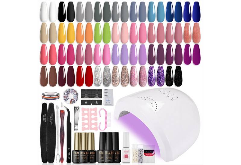 KINSI Nagellack-Set 35 Farben Gel Nagellack Set + UV/LED Lampe – Komplettes Nailart Kit, mit Aufkleber,Sticker & Nailart Pen – Inkl. Base Coat,Top Coat von KINSI