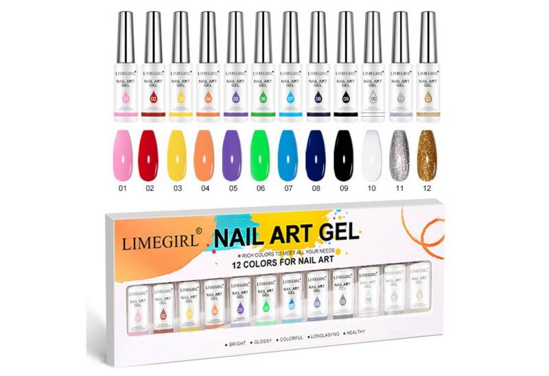 KINSI Nagellack-Set Gel Liner Stift für Nageldesign - Präzisions-Pinselspitze, 12-tlg., für perfekte Linien & Muster - Einfache Nail Art zu Hause von KINSI
