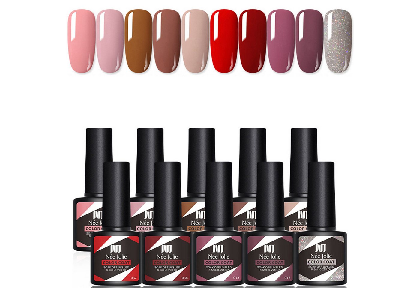 KINSI Nagellack-Set Gel Nagellack Set 10 Farben - Nude & Natürliche Töne, Semi-Permanent & Einfach Aufzutragen,Langlebiger Glanz bis zu 21 Tage von KINSI