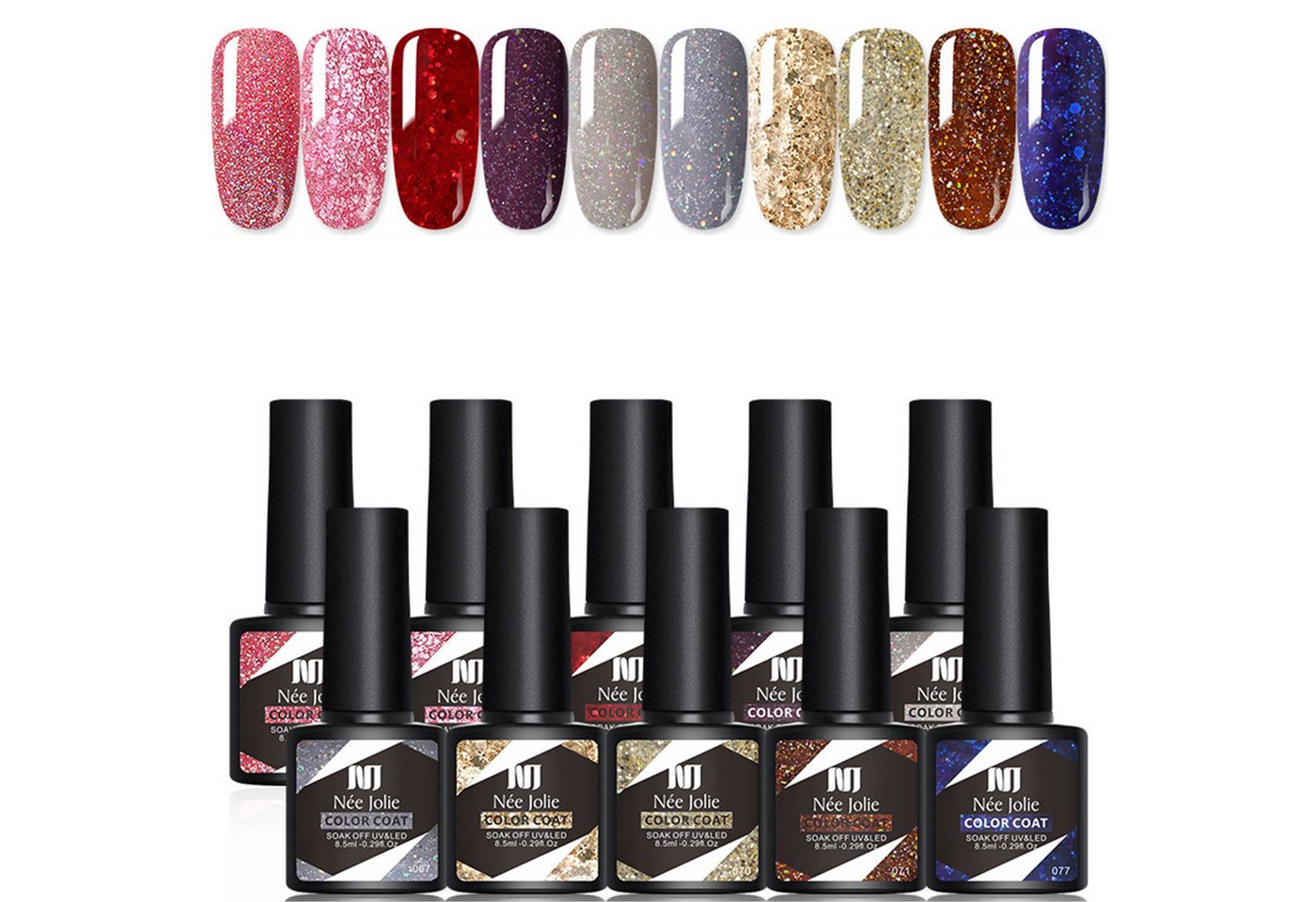 KINSI Nagellack-Set Gel Nagellack Set 10 Farben - Nude & Natürliche Töne, Semi-Permanent & Einfach Aufzutragen,Langlebiger Glanz bis zu 21 Tage von KINSI