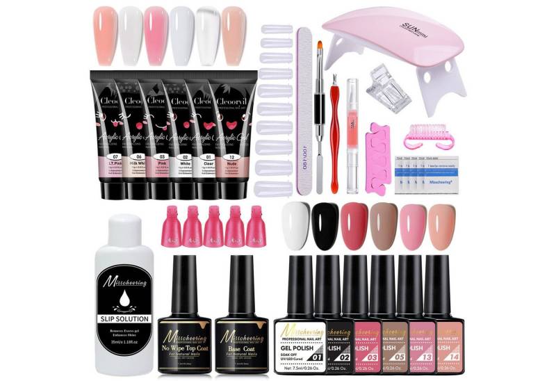 KINSI Nagellack-Set Gelnägel Starterset mit UV Lampe,Nagelverlängerung Kit,French Nails, inkl. 6 Farben Gel Lack, Base & Top Coat,Feile von KINSI