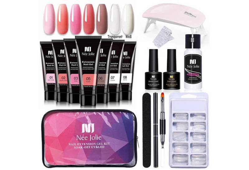 KINSI Nagellack-Set Nagellack-Set 15ml 7 Farben Nagelverlängerung Set 16 Stück, Nagelwerkzeuge, Nagellampe von KINSI