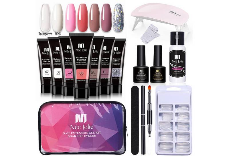 KINSI Nagellack-Set Nagellack-Set 15ml 7 Farben Nagelverlängerung Set 16 Stück, Inclusief nagelwerkzeuge, nagellampen von KINSI