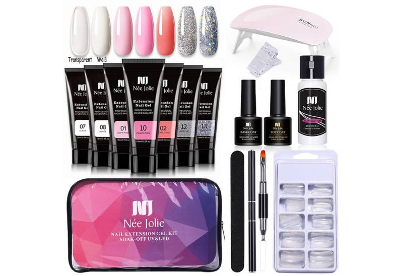 KINSI Nagellack-Set Nagellack-Set 15ml 7 Farben Nagelverlängerung Set 16 Stück, Inclusief nagelwerkzeuge, nagellampen von KINSI