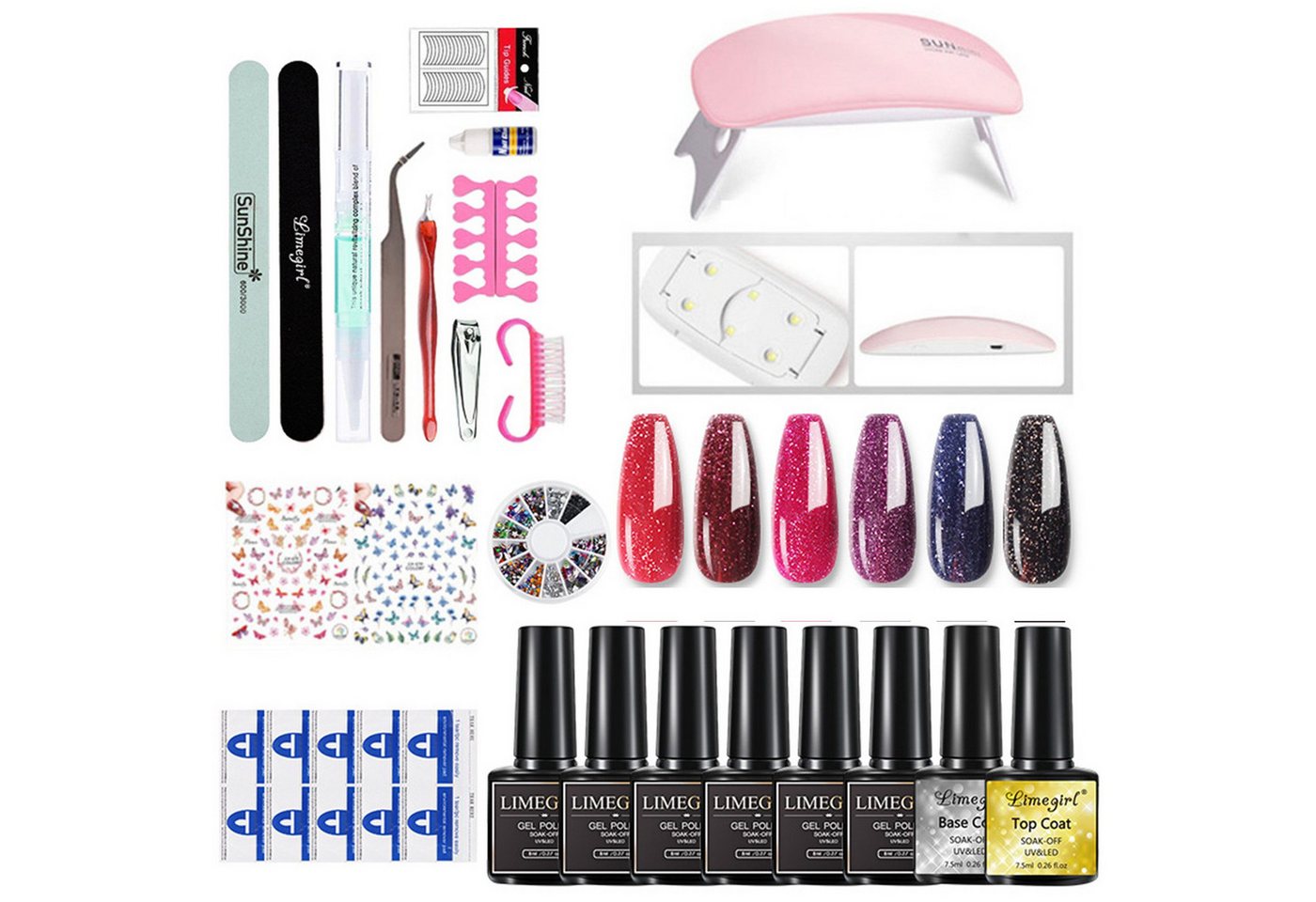 KINSI Nagellack-Set UV Gel Nagellack Set mit 6 Farben & LED Lampe, Komplettes Set für Nailart zu Hause von KINSI