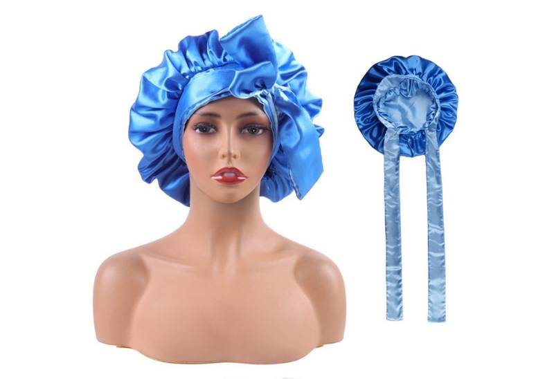 KINSI Stirnband Satin-Schlafhaube mit Breitkrempe,doppellagig,langer Riemchen-Stoff Elegante Nachtmütze für geschmeidiges Haar von KINSI