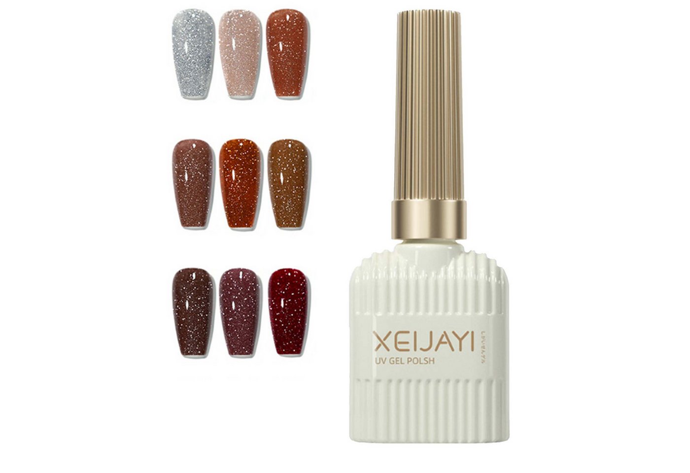 KINSI UV-Nagellack-Set 12 Farben Glitzer-Chip Nagellack Set, Maillard-Stil, Home Salon, 12-tlg., Semi-Permanente Glitter-Gel-Reflexe für die Nagelkunst von KINSI