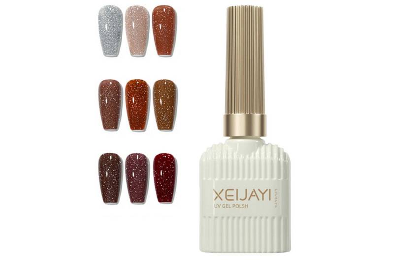 KINSI UV-Nagellack-Set 12 Farben Glitzer-Chip Nagellack Set, Maillard-Stil, Home Salon, 12-tlg., Semi-Permanente Glitter-Gel-Reflexe für die Nagelkunst von KINSI