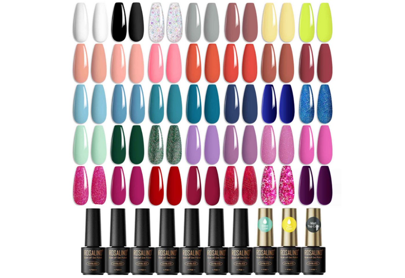 KINSI UV-Nagellack-Set 35 Farben Nail Art Nagellack Set, Nude, Shaping, Leave-In, Home Salon, 38-tlg., mit Grundierung & Decklack, für Alltagslook, Party, DIY Nail Art von KINSI