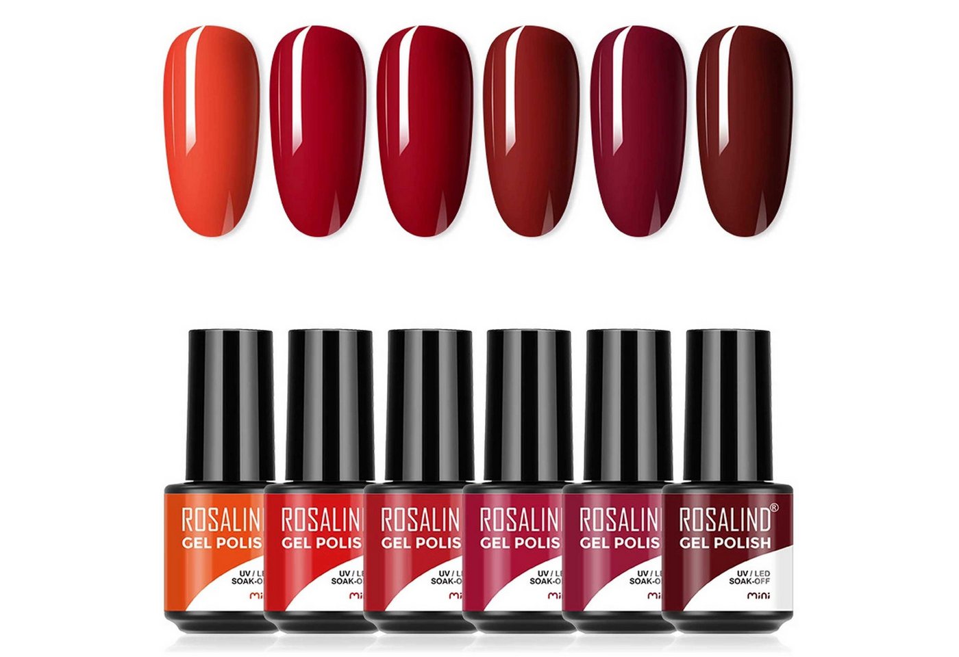 KINSI UV-Nagellack-Set 6 Farben Gel Nagellack Set,7 ml Nagelgel,Mehrfarbig UV Aushärtung, 6-tlg., UV nagellack für Anfänger DIY Nail Art, 7ml von KINSI