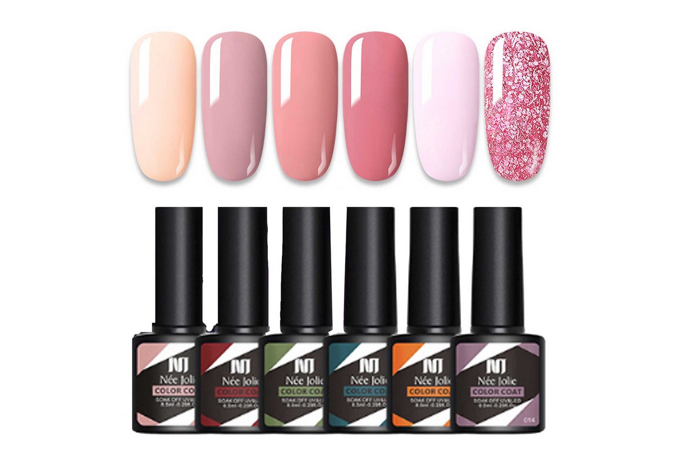 KINSI UV-Nagellack-Set 6 Flaschen Phototherapie-Gel Set, 8 ml, Nail Art Home Salon, dauerhaft, 6-tlg., Hohe Pigmentierung und glattes Finish, sicher und geruchlos von KINSI