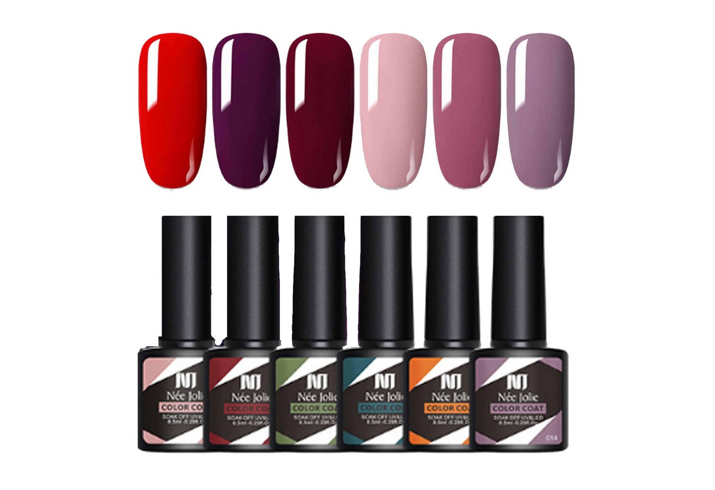 KINSI UV-Nagellack-Set 6 Flaschen Phototherapie-Gel Set, 8 ml, Nail Art Home Salon, dauerhaft, 6-tlg., Hohe Pigmentierung und glattes Finish, sicher und geruchlos von KINSI