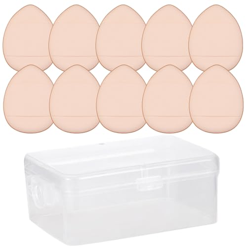 6/10 x Fingerpuderquaste mit Fingerhalter, Fingerspitzen-Make-up-Schwamm-Pad für Creme, Concealer, Lidschatten, Make-up-Werkzeug von KINSPON