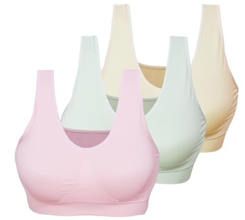 KINYAOYAO 3er-Pack Damen Ultimate Comfy Medium Support Seamless Wireless Sport-BH mit herausnehmbaren Pads, Stil: PP-02, XX-Large KINYAOYAO 3er-Pack Damen Ultimate Comfy Medium Support Seamless Wireless Sport-BH mit herausnehmbaren Pads, Stil: PP-02, XX-Large von KINYAOYAO
